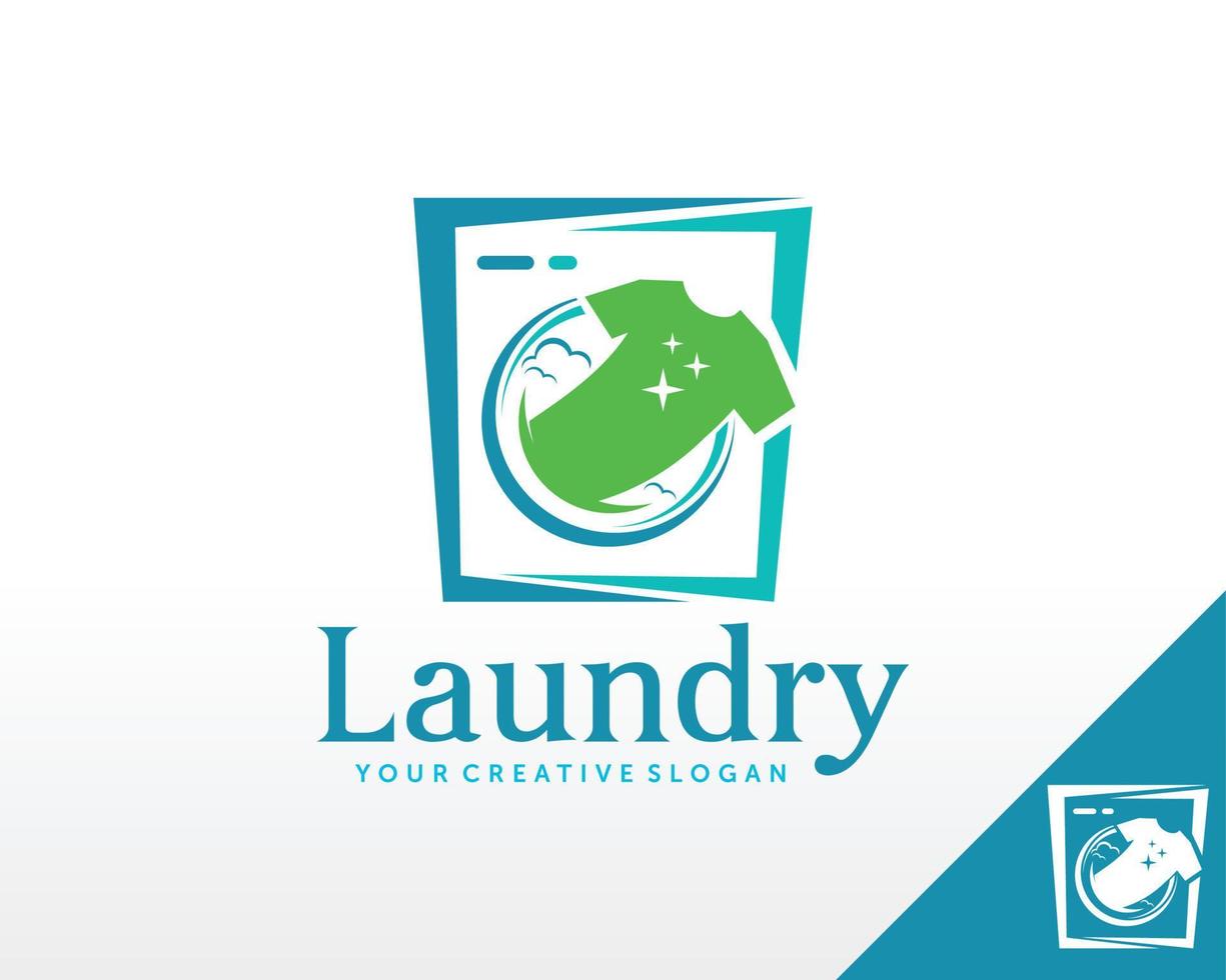 wasserij logo ontwerp. t-shirt wassen onderhoud logo vector sjabloon