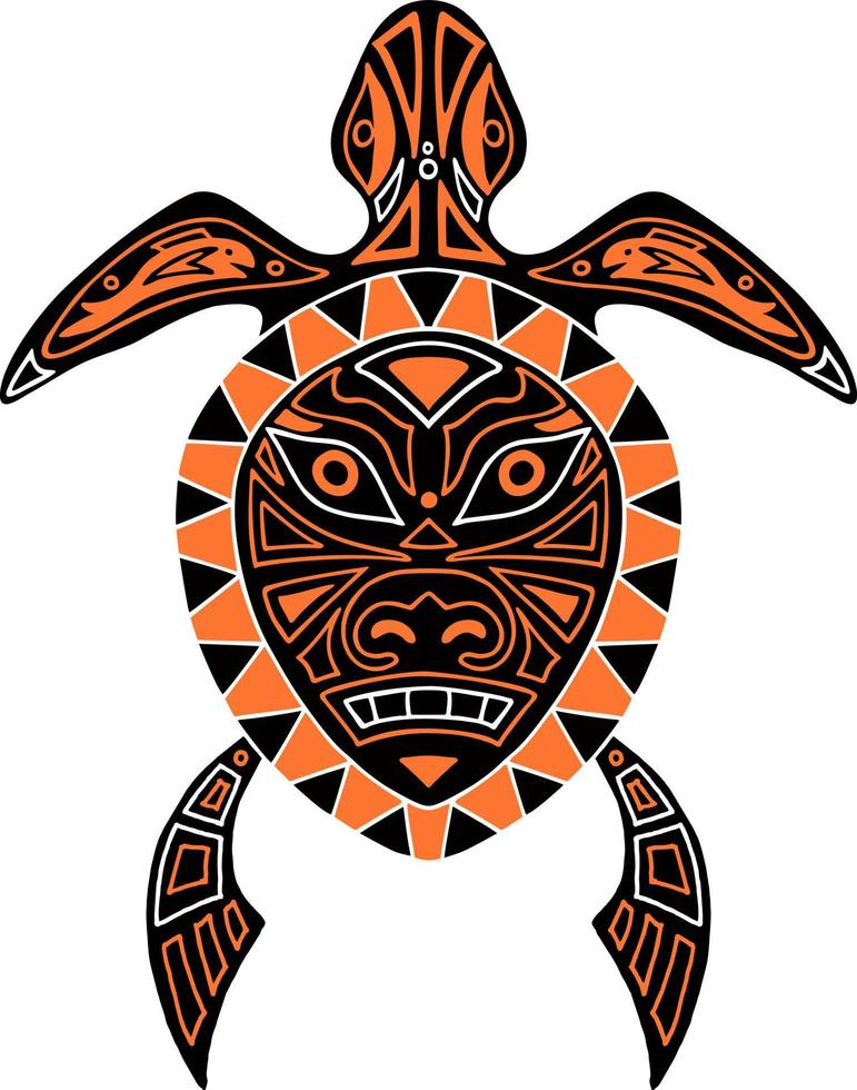 inheems totem schildpad. tribal etnisch dier tekening, getrokken totem beest symbolen, inheems tatoeëren mythologie bruut primitief ornament tekens vector