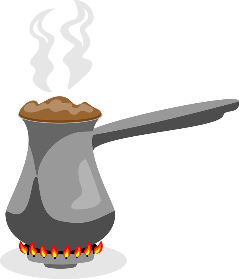 cezve Aan de gas- brander geïsoleerd vector gekleurde icoon. Turks koffie met een cezve. koffie is gebrouwen Aan een gas- fornuis