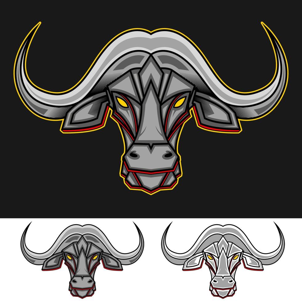 mecha hoofd buffel mascotte logo vector