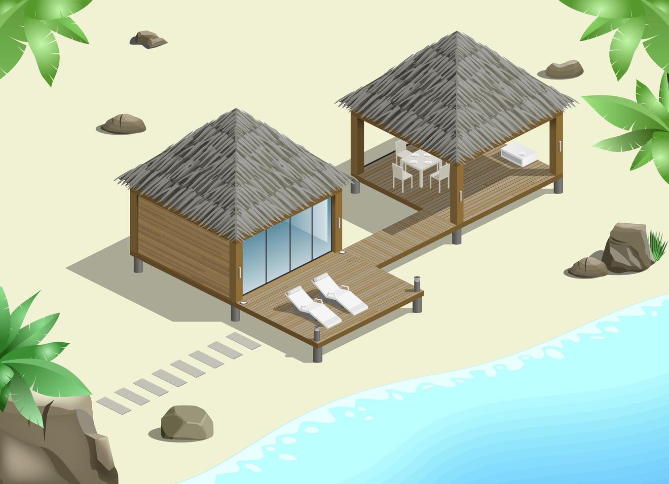 bungalow met zeezicht vector