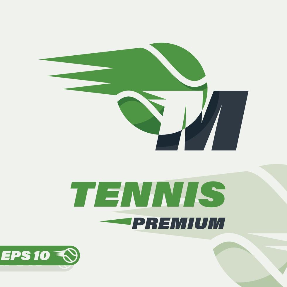 tennis bal alfabet m logo vector