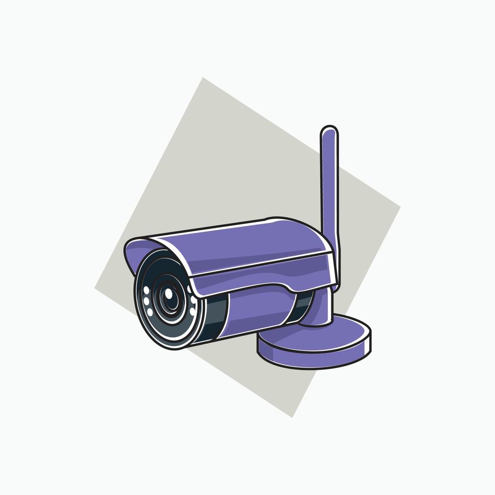 Purper cctv icoon - buis vormig draadloze cctv - gekleurde icoon, symbool, tekenfilm logo voor veiligheid systeem vector