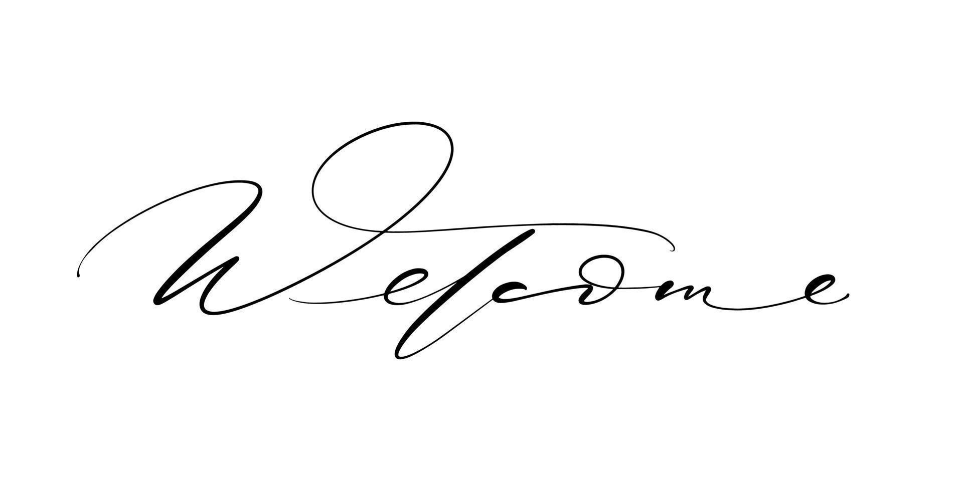 hand- getrokken vector belettering. Welkom woord door handen. geïsoleerd vector illustratie. handgeschreven modern kalligrafie.