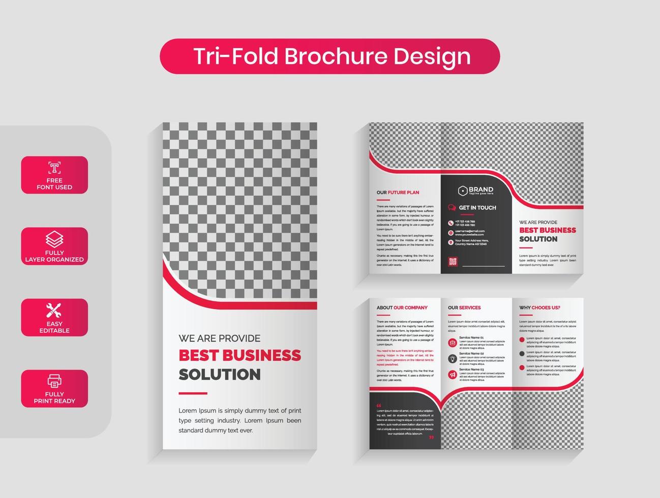 modern rood zakelijke drievoud brochure ontwerp vector