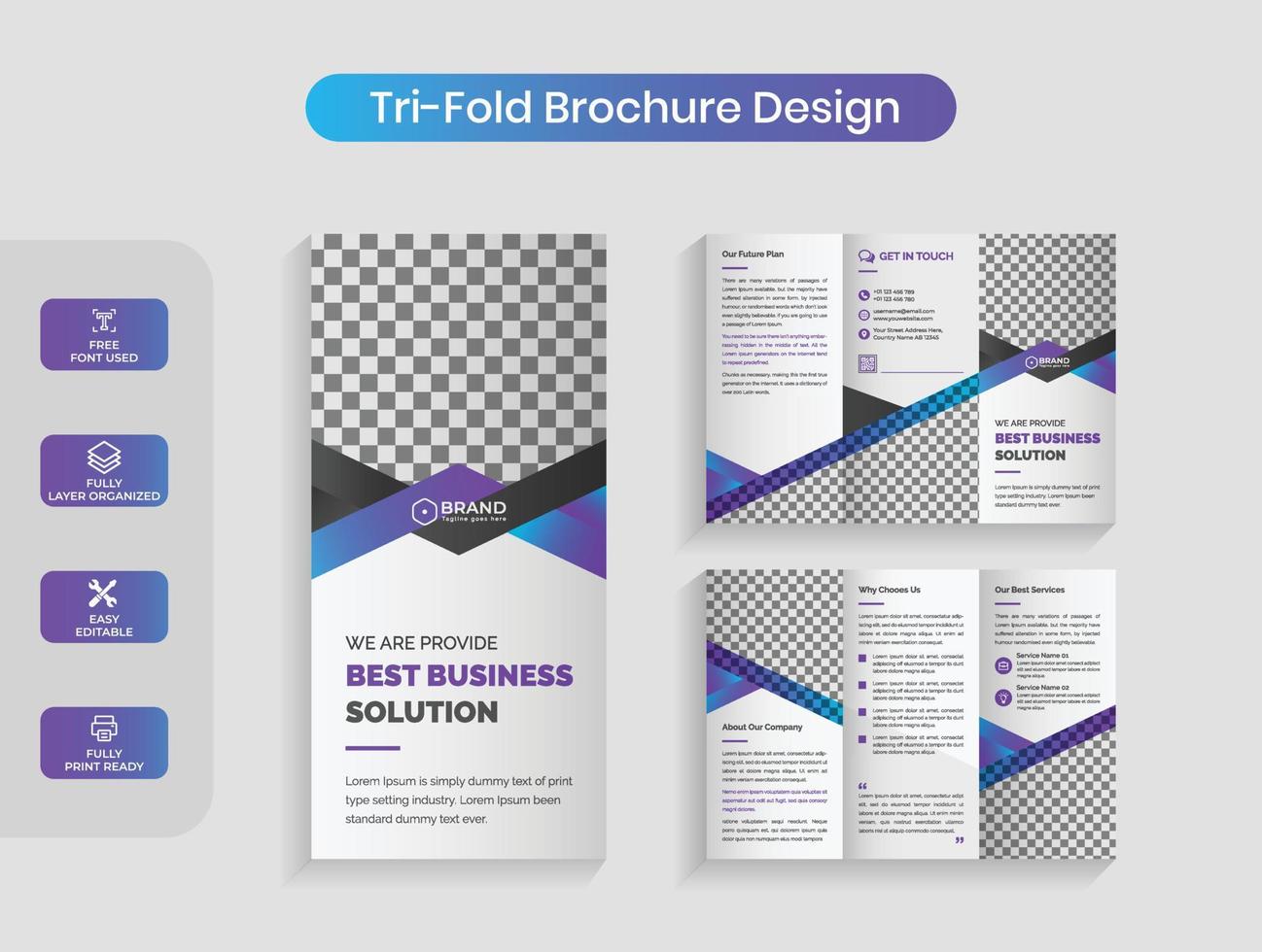 abstract paars zakelijke bedrijf drievoud brochure ontwerp vector