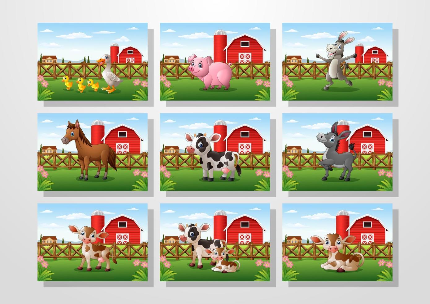 tekenfilm dier in de boerderij achtergrond collecties reeks vector