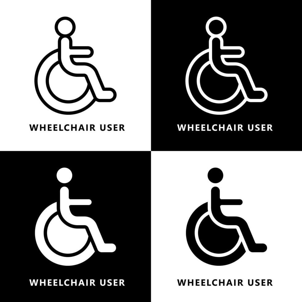 rolstoel icoon tekenfilm. onbekwaamheid symbool vector logo