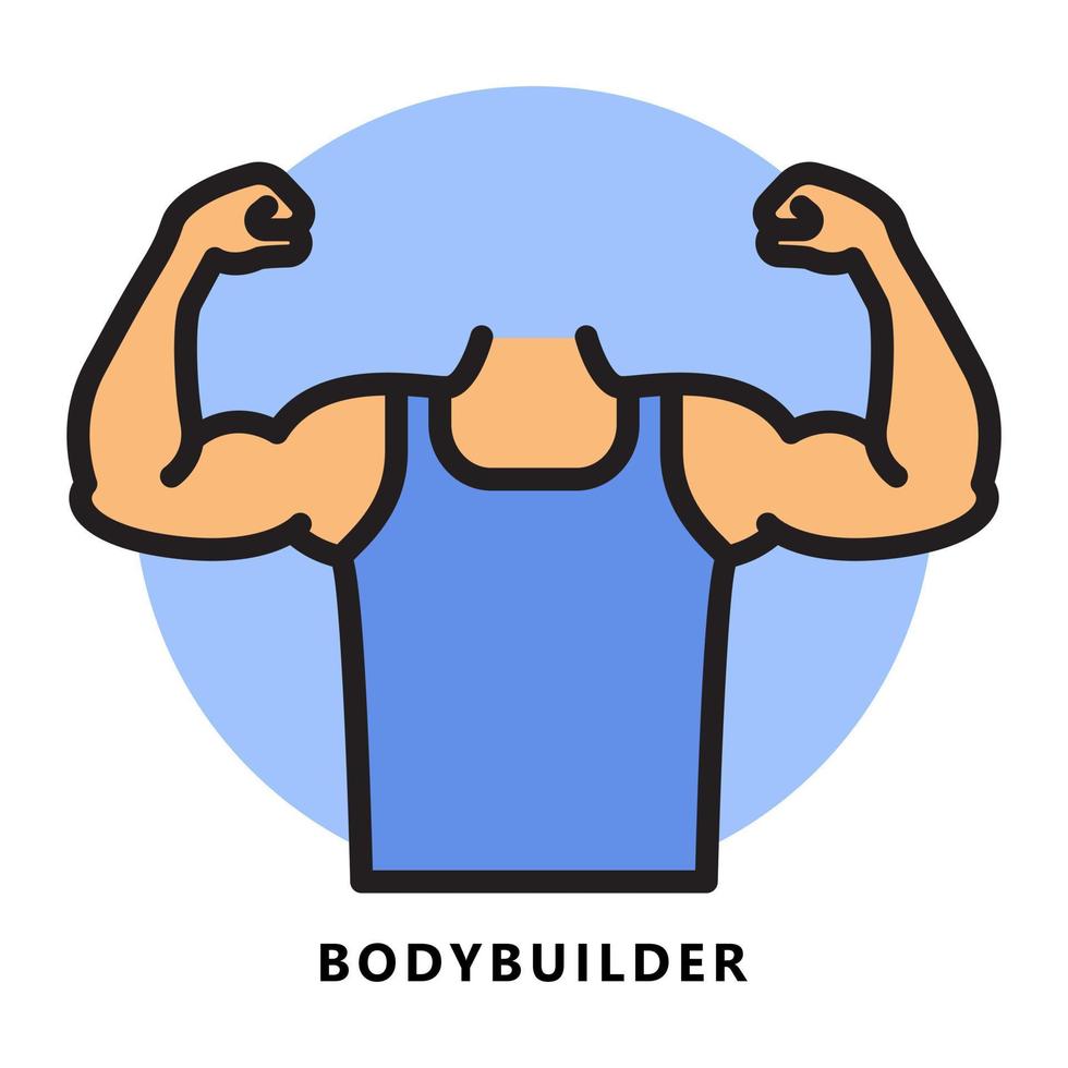 bodybuilder icoon tekenfilm. spier arm symbool vector