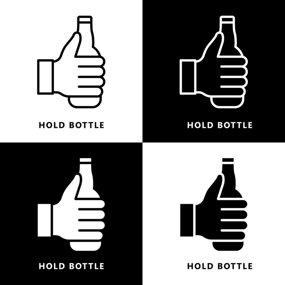 houden fles icoon tekenfilm. hand- Holding fles symbool vector logo