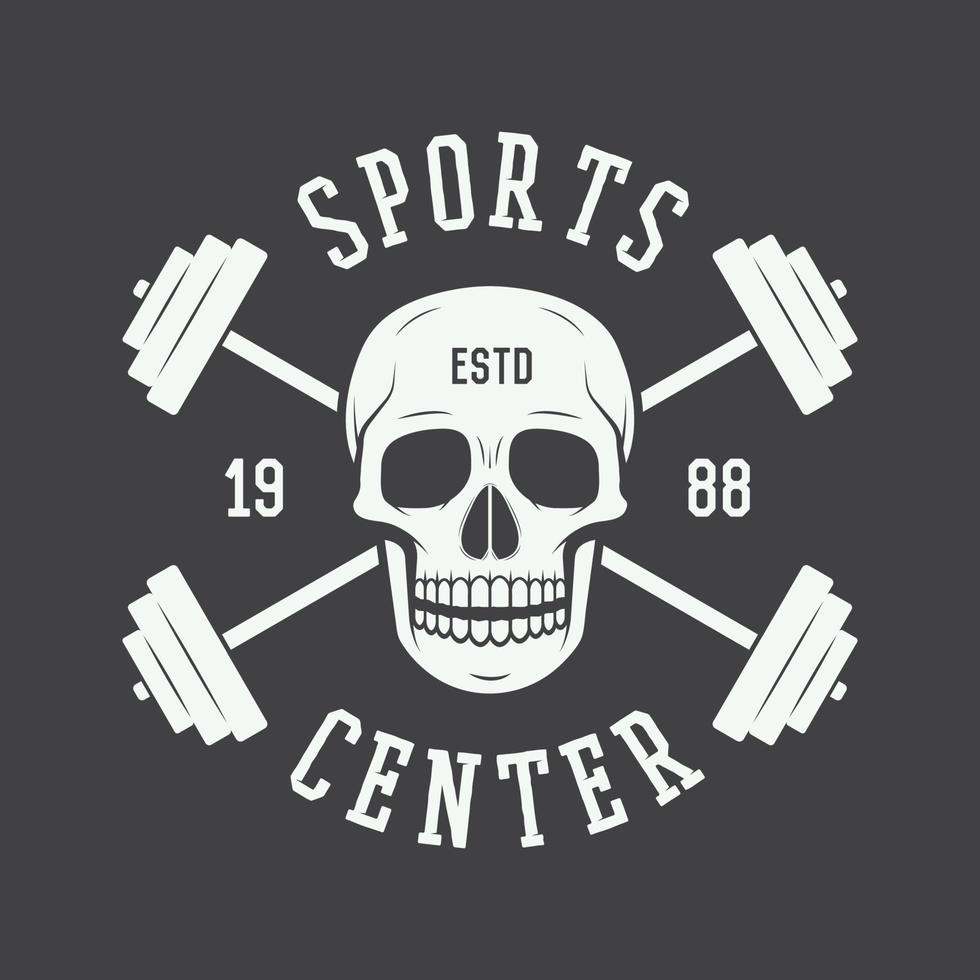 Sportschool logo, etiket en of insigne wijnoogst stijl. vector illustratie