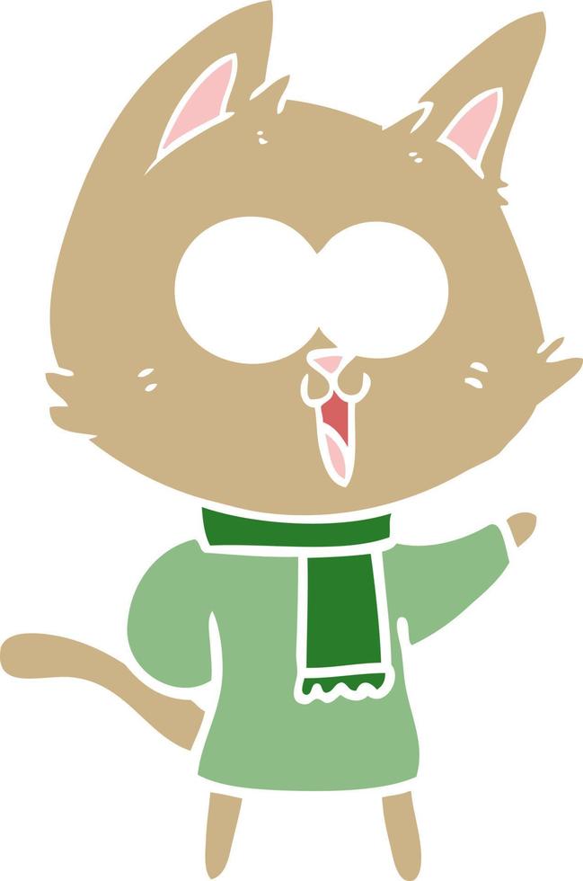 grappige cartoon kat in effen kleur vector