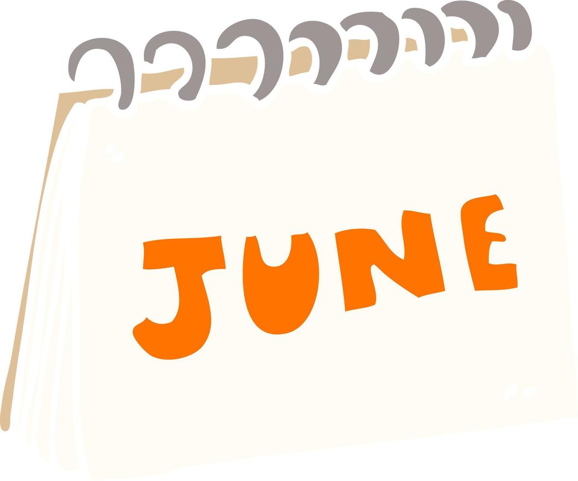 tekenfilm tekening kalender tonen maand van juni vector