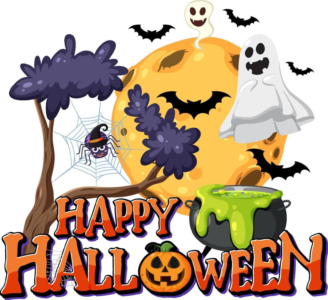 gelukkig halloween tekst logo vector