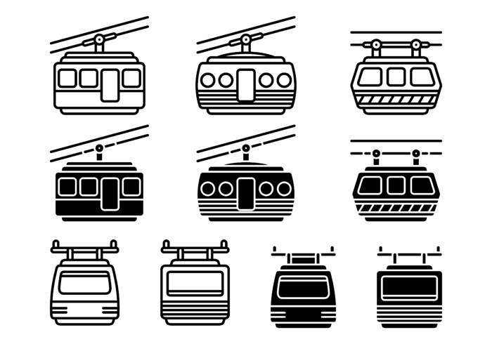 Vector pictogrammen van de kabelbaan