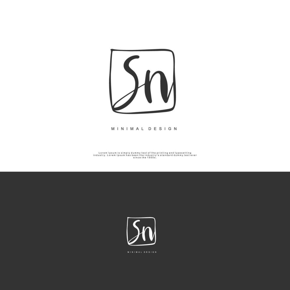 sn eerste handschrift of handgeschreven logo voor identiteit. logo met handtekening en hand- getrokken stijl. vector