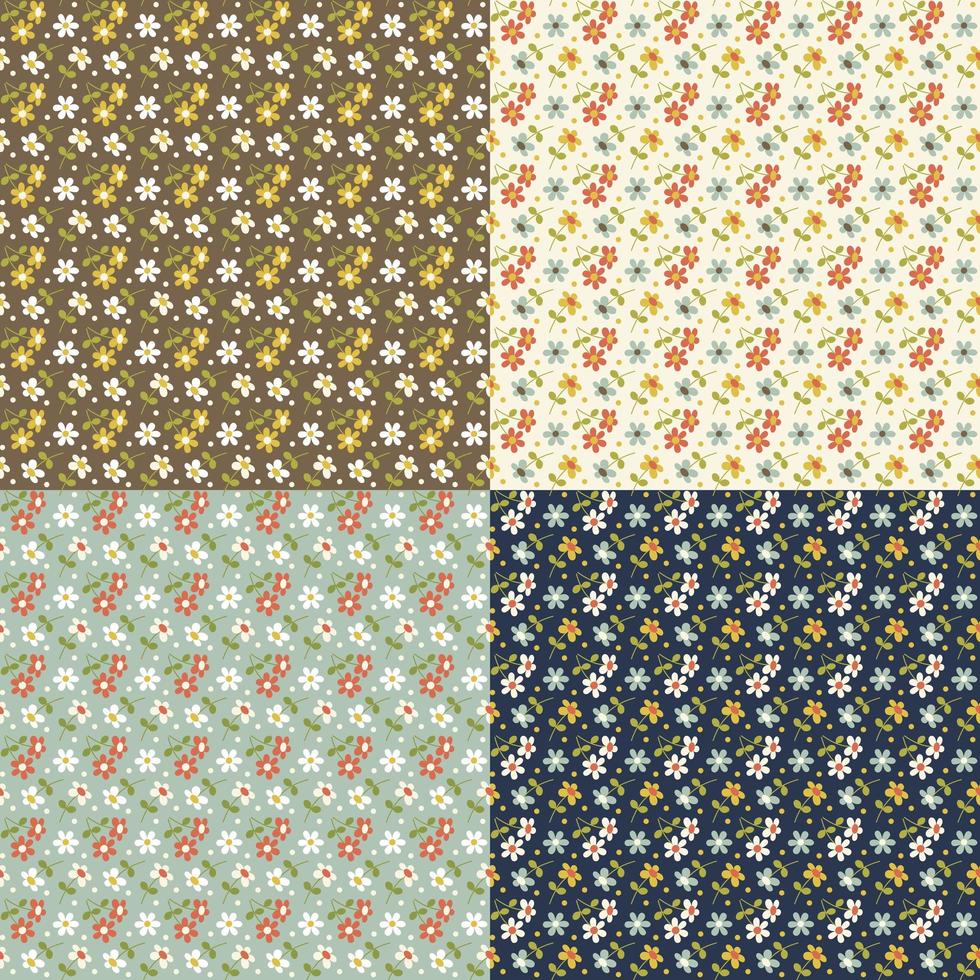 naadloze retro kleine bloemmotief set vector