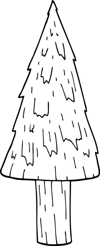 lijntekening cartoon kerstboom vector