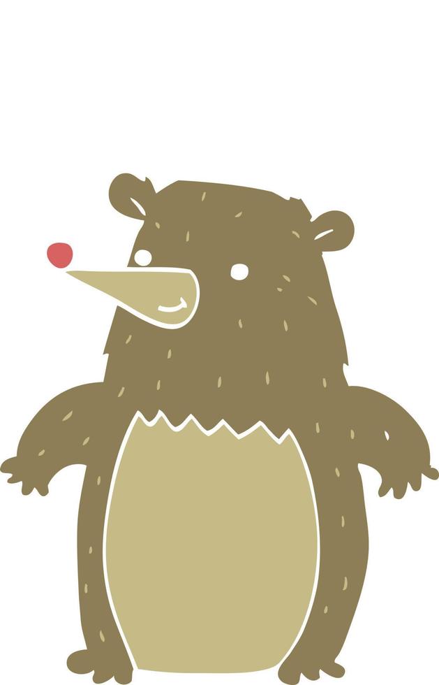 vlak kleur stijl tekenfilm beer vervelend Kerstmis hoed vector