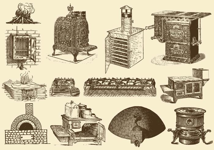 Uitstekende Kachels En Ovens vector