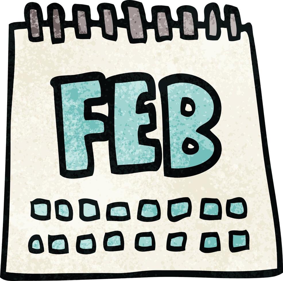 tekenfilm tekening kalender tonen maand van februari vector