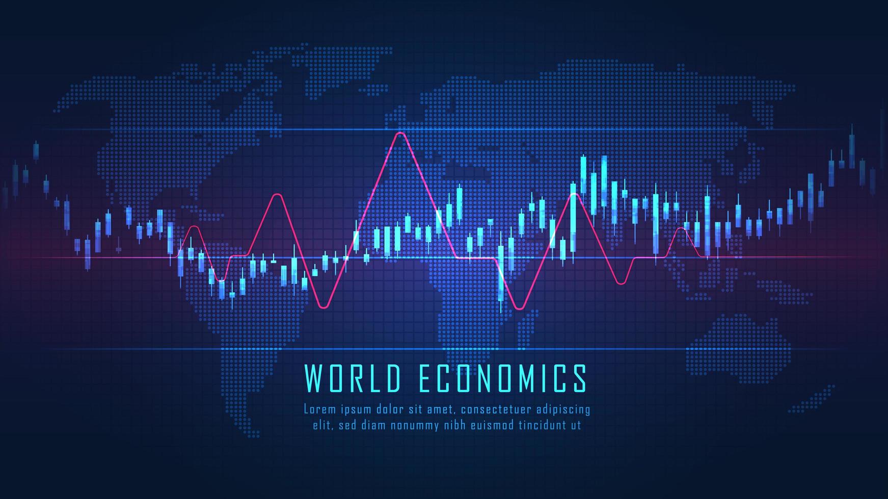 futuristische wereldkaart met grafiek vector