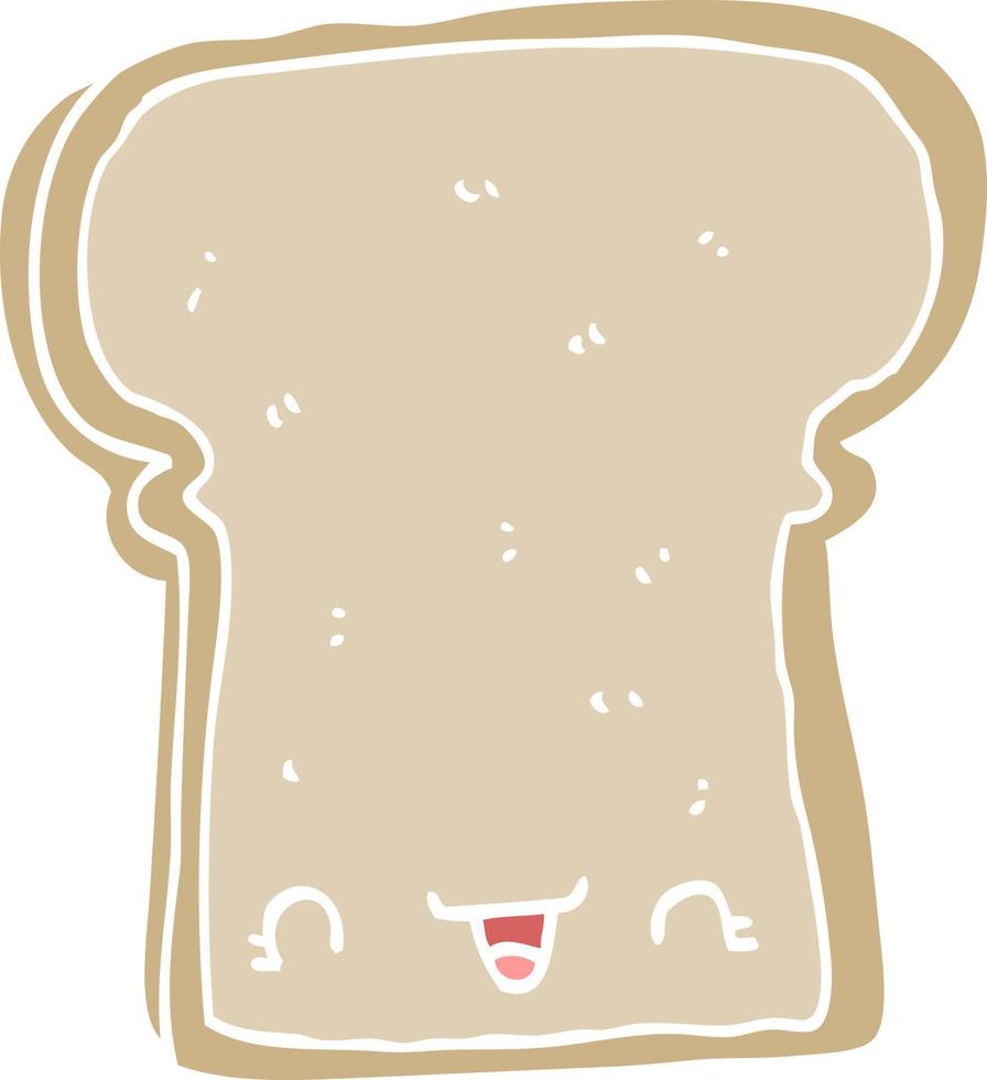schattig vlak kleur stijl tekenfilm plak van brood vector