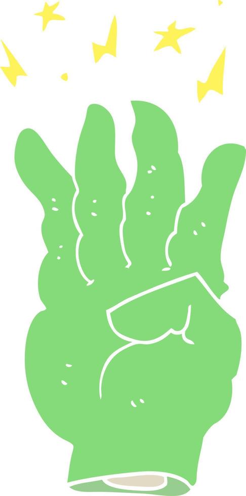 vlak kleur stijl tekenfilm spookachtig magie hand- vector