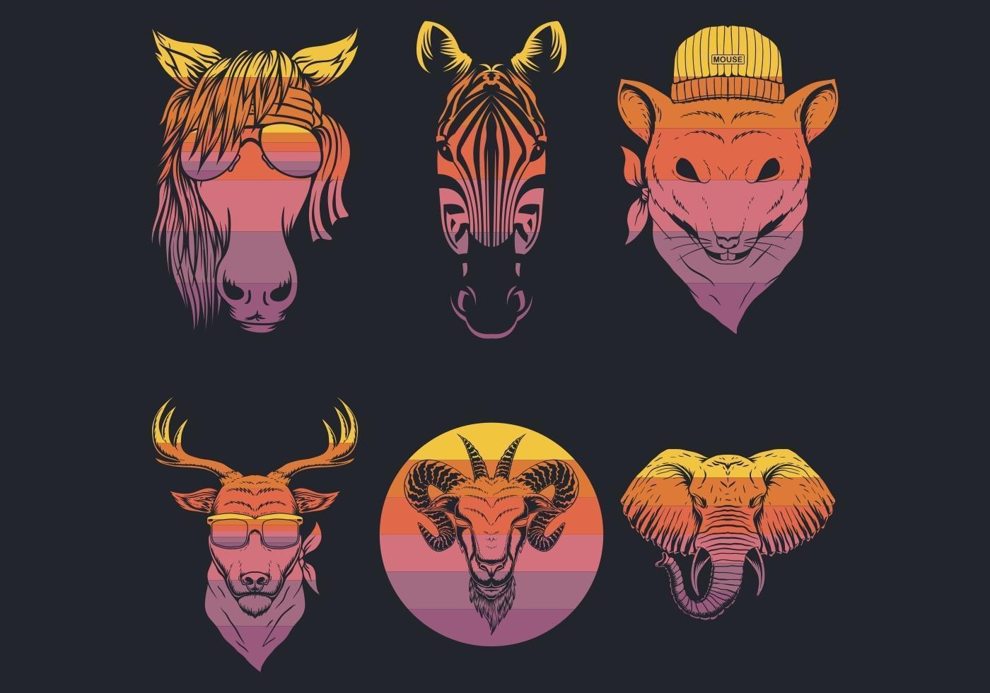 wilde dierenkop collectie vector