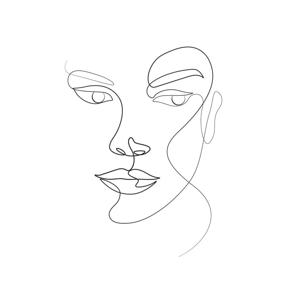 single lijn vrouw tekening lineair kunst vector