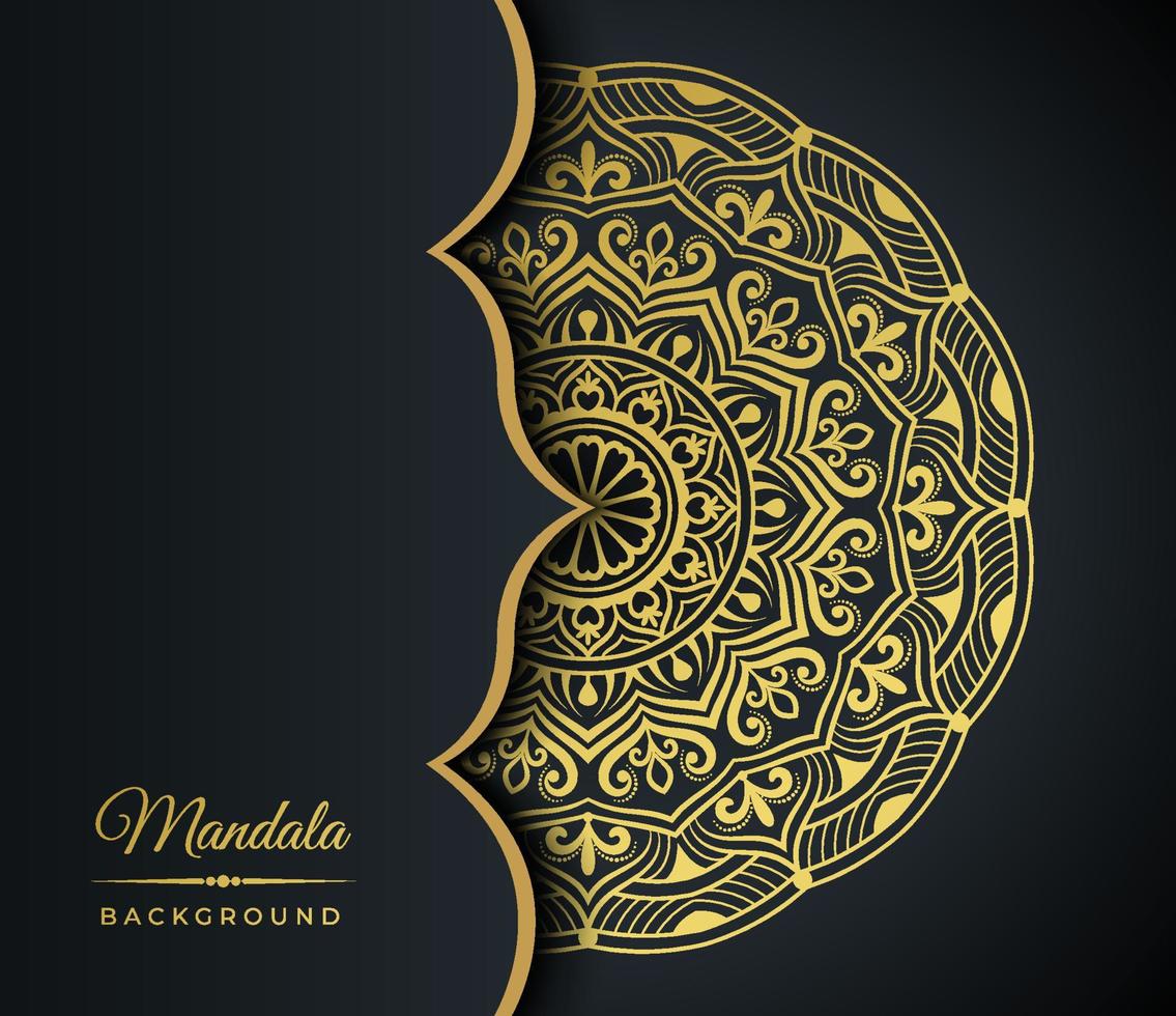 luxe gouden mandala overladen achtergrond voor bruiloft uitnodiging gouden mandala ontwerp achtergrond vector