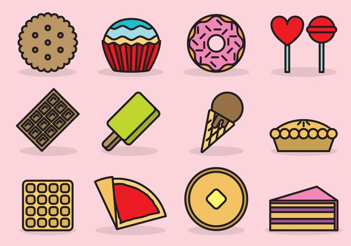 Leuke Dessert Pictogrammen vector