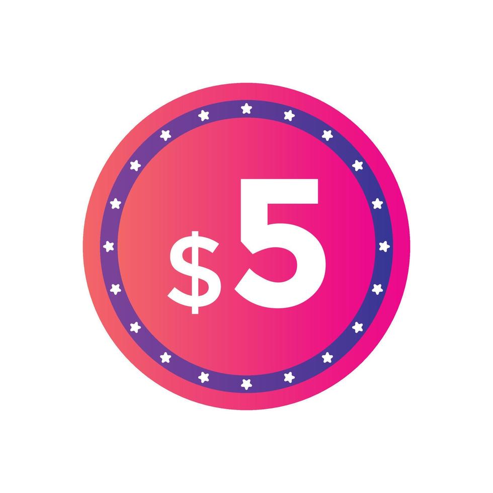 5 dollar prijs label. 5 dollar Amerikaanse Dollar prijs symbool. prijs 5 dollar uitverkoop banier in Amerikaanse Dollar. bedrijf of boodschappen doen Promotie afzet concept vector