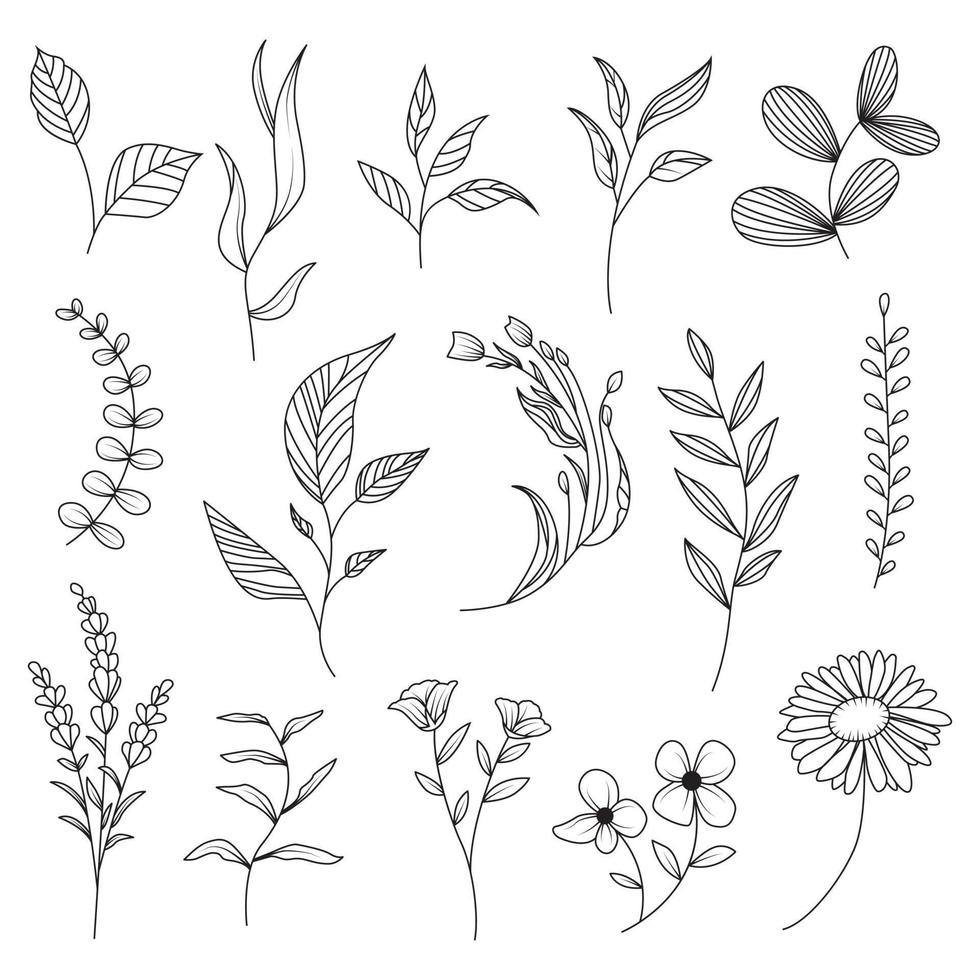 hand- getrokken bloemen verzameling. vector illustratie