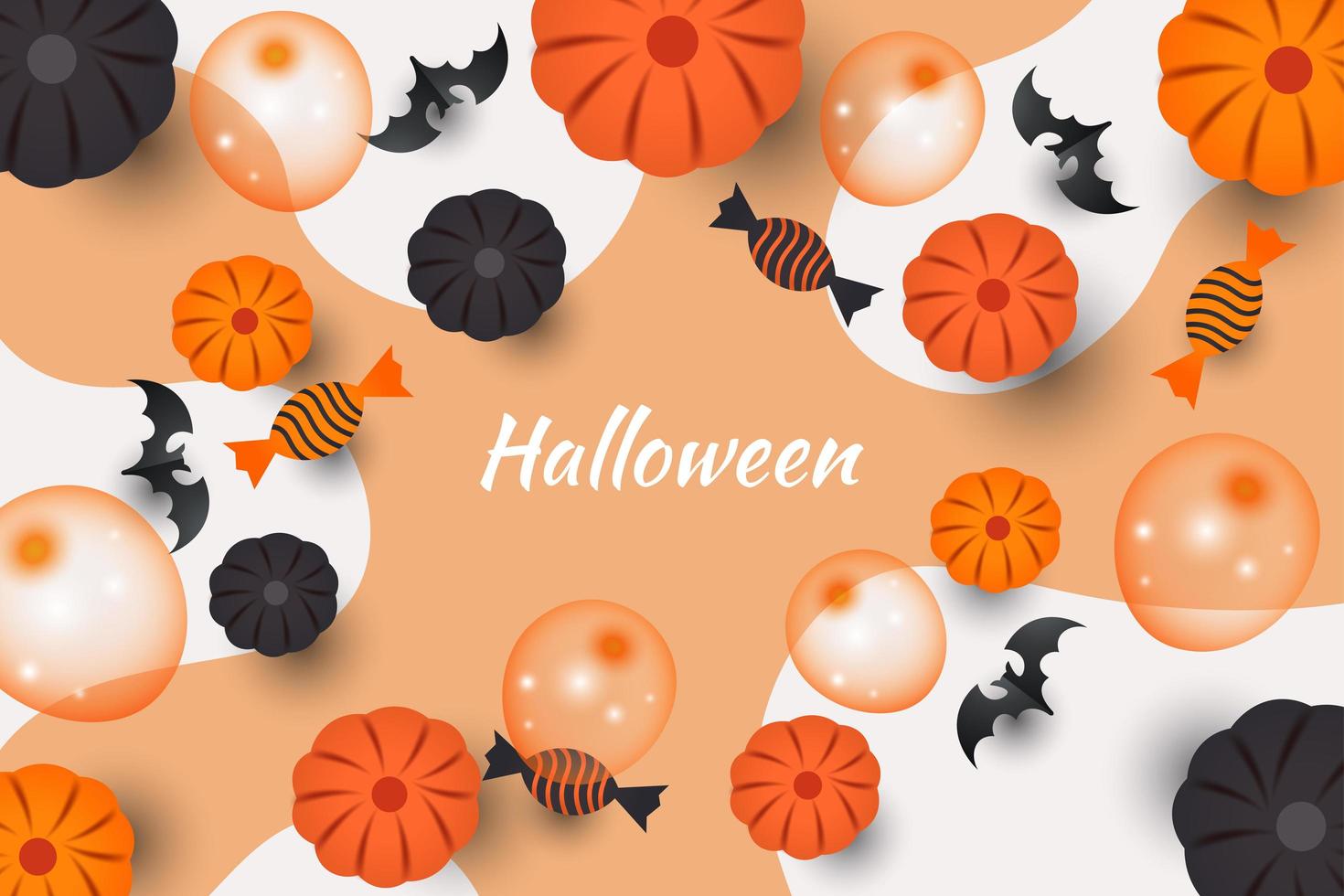 Halloween traktatie, pompoen en ballonontwerp vector