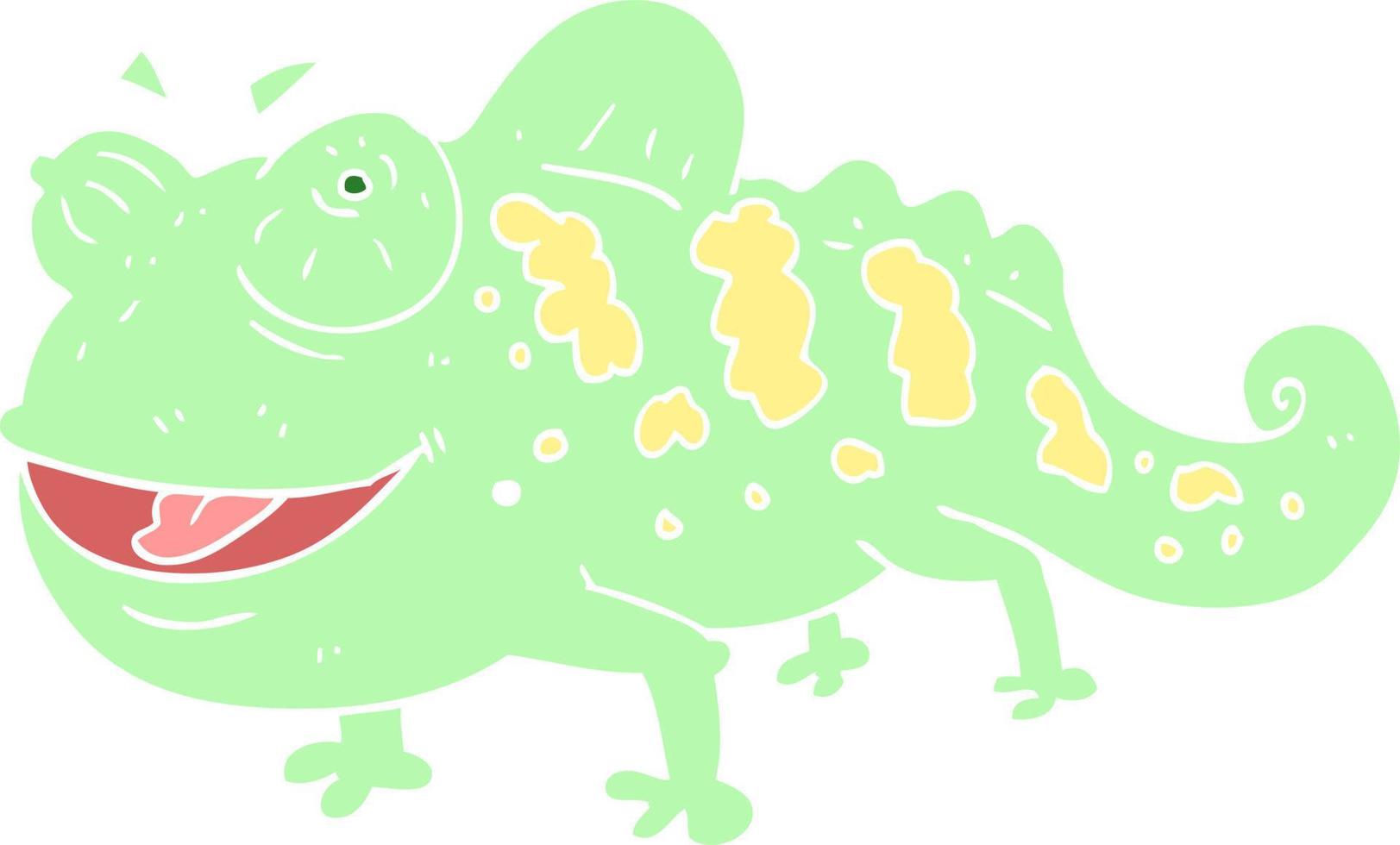 vlak kleur illustratie van een tekenfilm kameleon vector