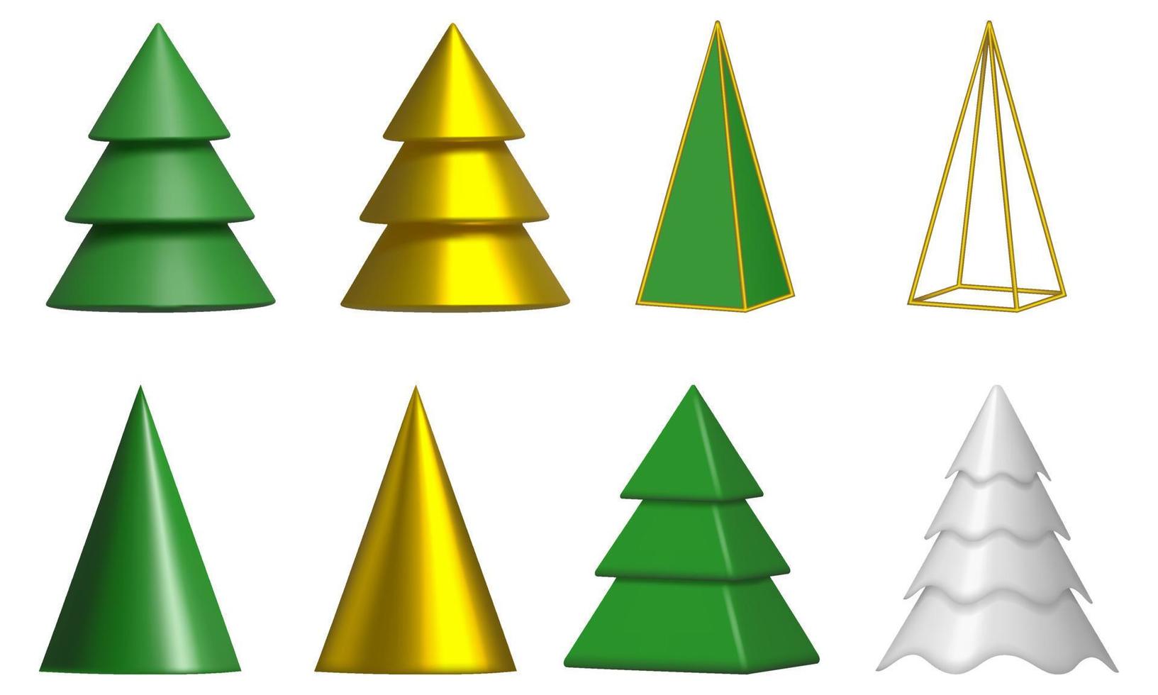 reeks van geïsoleerd 3d Kerstmis bomen vector