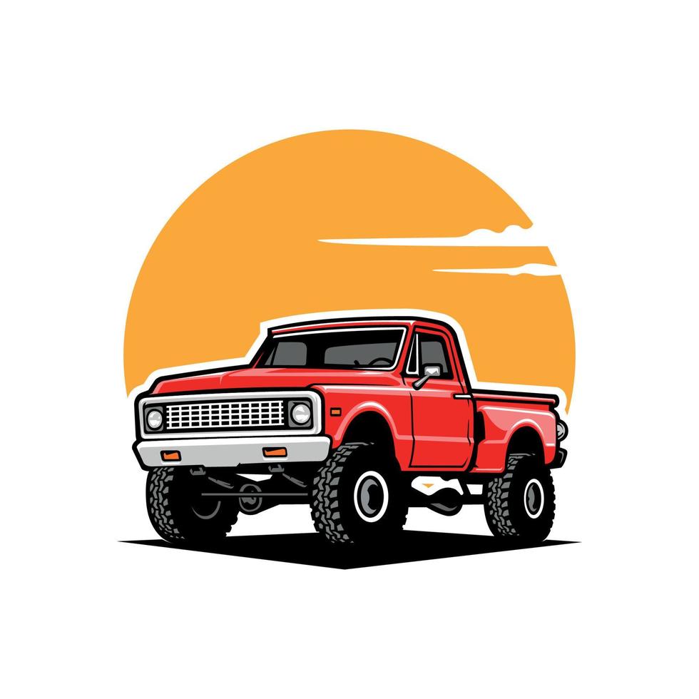 Amerikaans wijnoogst vrachtauto illustratie logo vector