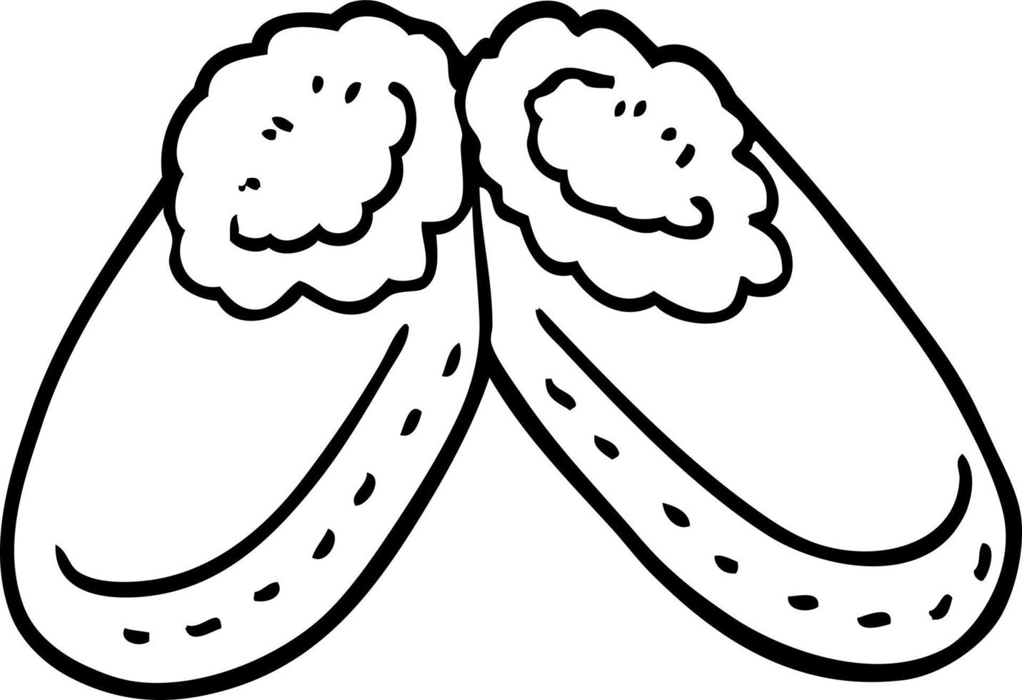 lijn tekening tekenfilm comfortabel slippers vector