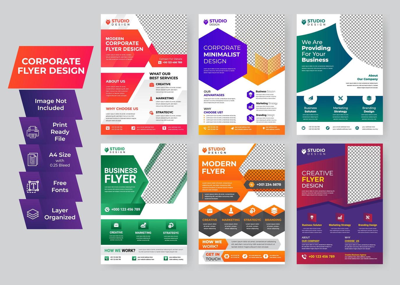 corporate flyer sjabloon creatieve set vector