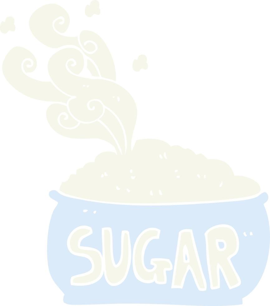 egale kleurenillustratie van een cartoon suikerpot vector