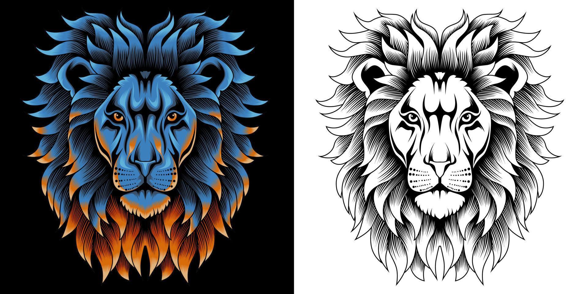 wild leeuw hoofd vector illustratie in neon kleur stijl