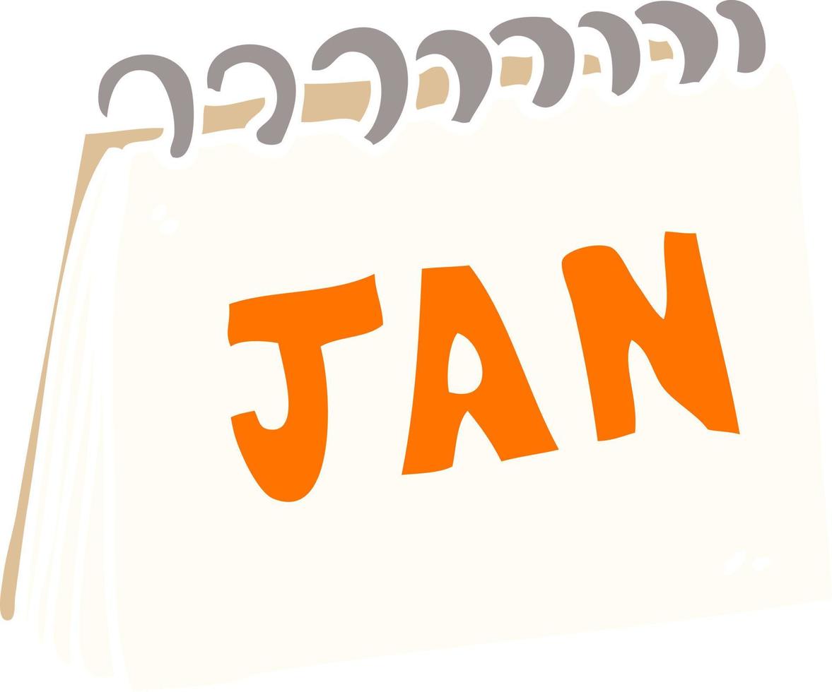 cartoon doodle kalender met maand januari vector