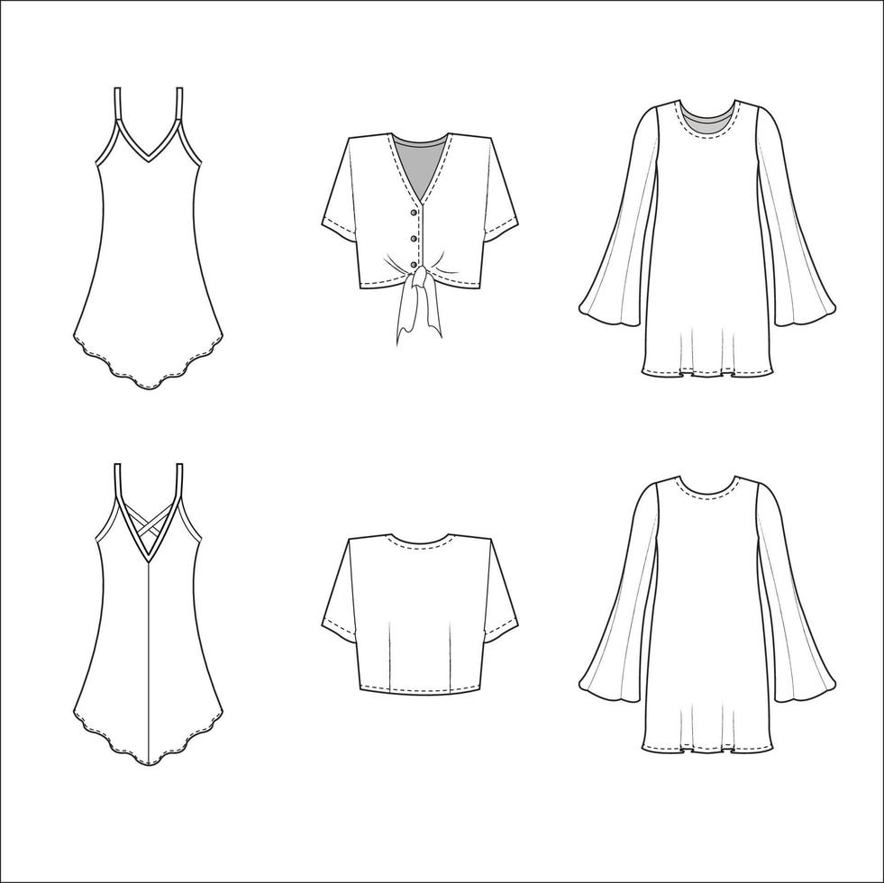 vrouwen tops verzameling, blouse, riemen top vector