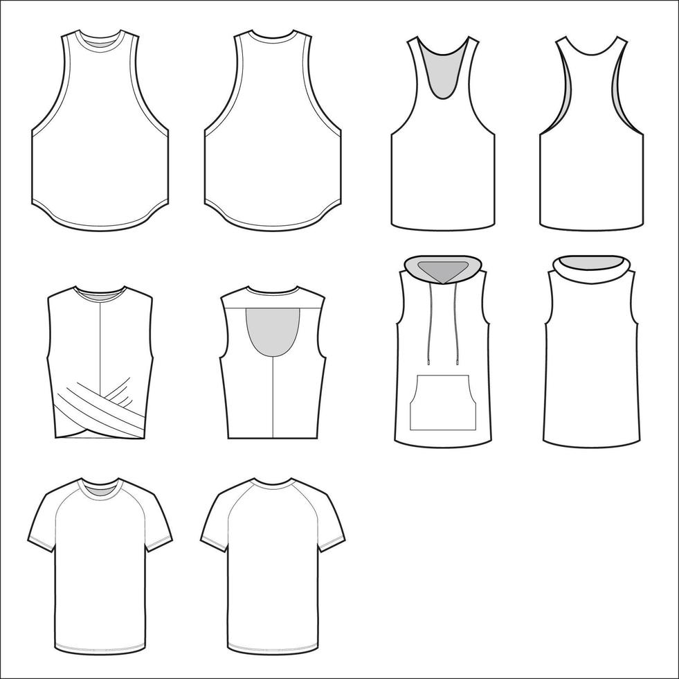 activewear bovenkant, tank bovenkant, t-shirt voor Mannen en vrouwen vector