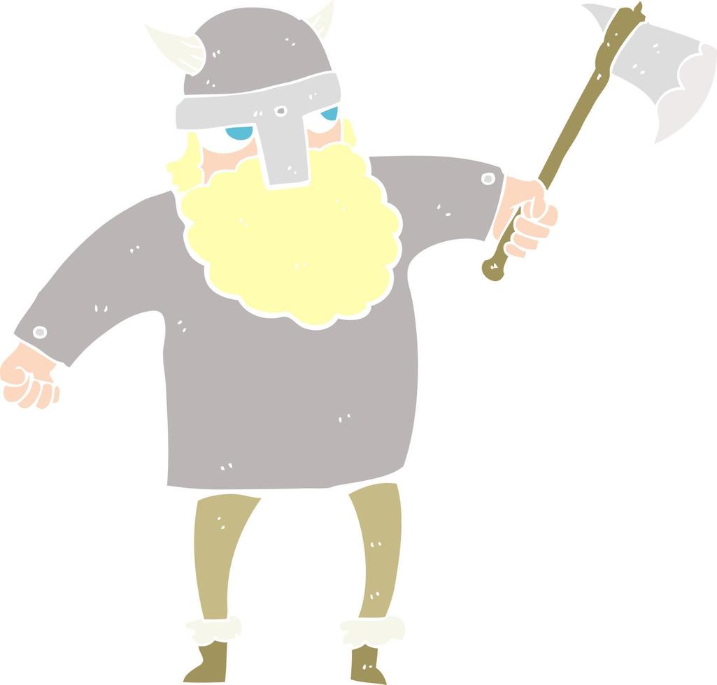 vlak kleur illustratie van een tekenfilm viking krijger vector