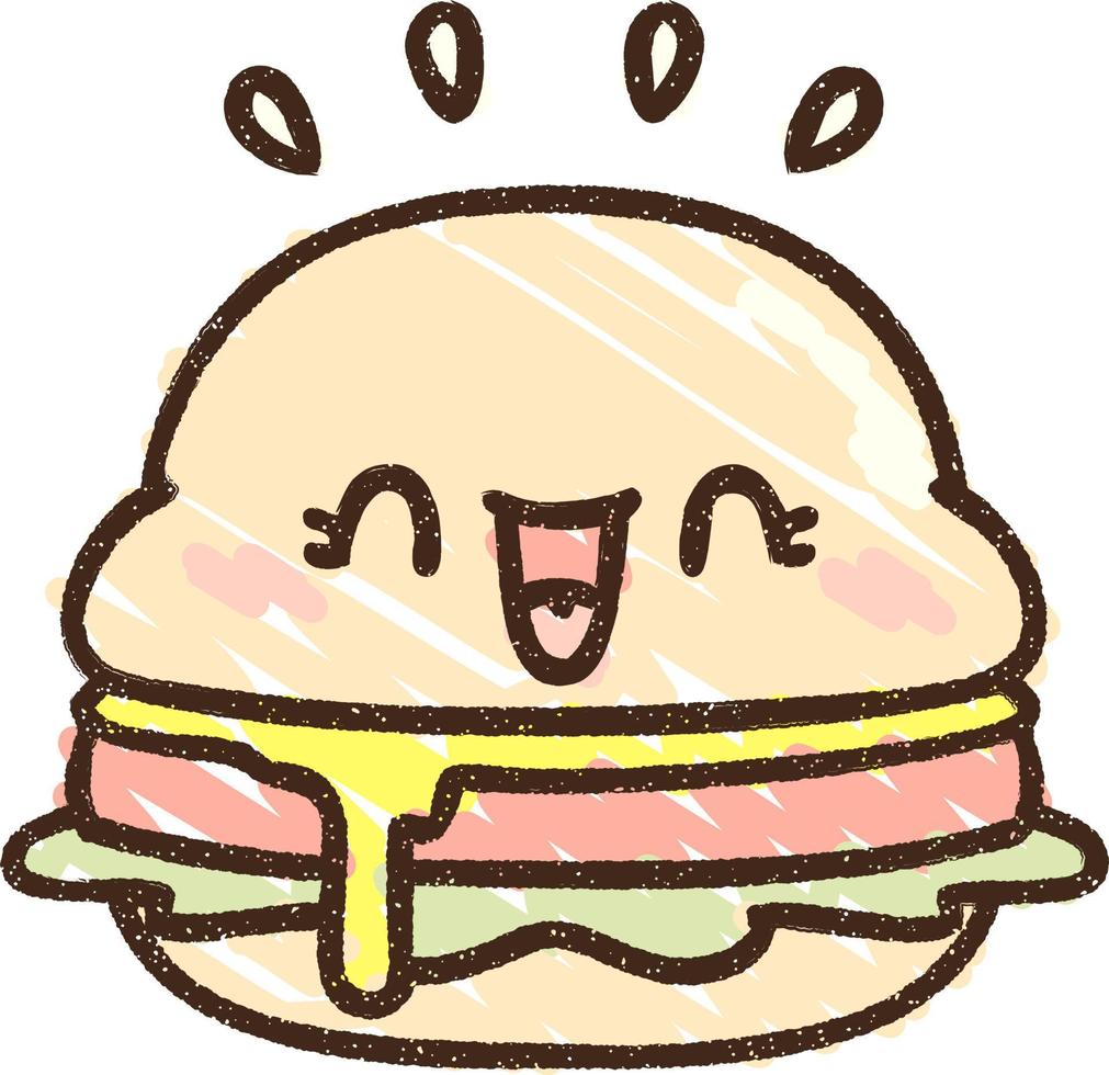 gelukkig hamburger krijt tekening vector