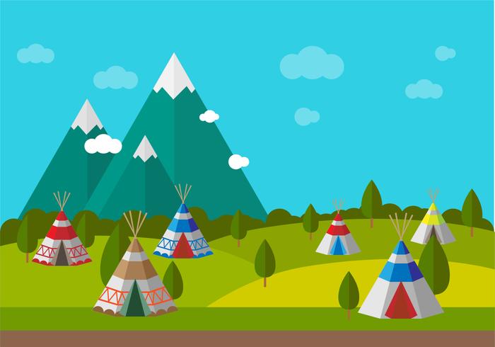 Tipi Met Landschap Vector