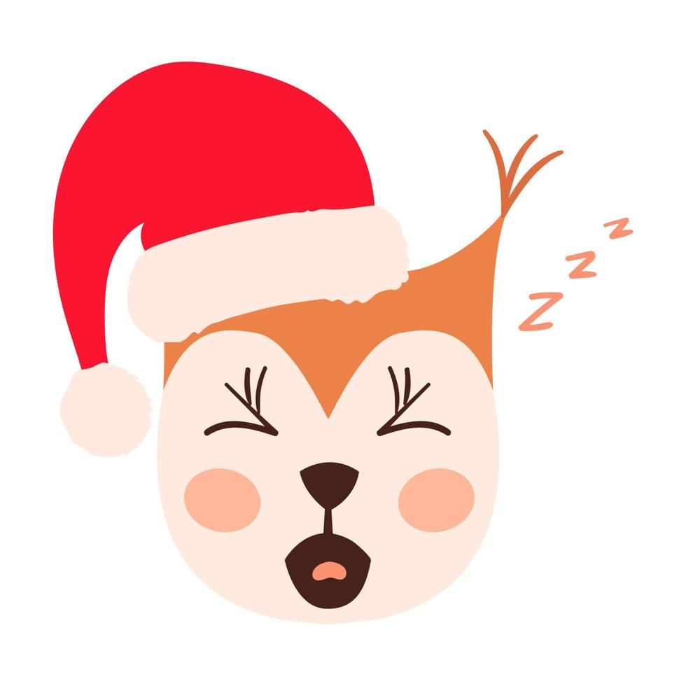 eekhoorn emoji hoofden de kerstman hoed reeks vector