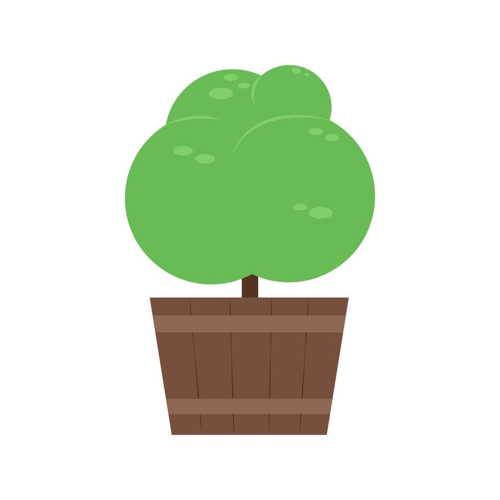 decoratief boom in een houten pot. vector illustratie Aan een wit achtergrond